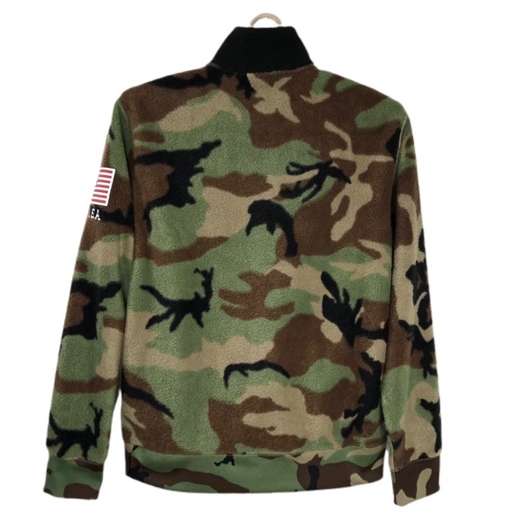 Polo Ralph Lauren Camo Fleece Quarter Zip Pullover Sz S - Picture 2 of 8